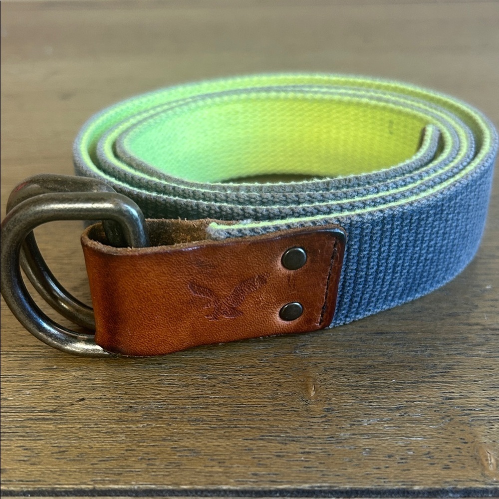 Y2K 90’s Vintage American Eagle Men’s Canvas Denim-Neon Green. Double D Ring. 36